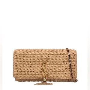 Saint Laurent Women's Natural Kate 99 Raffia Bag W/ Tassel NWT